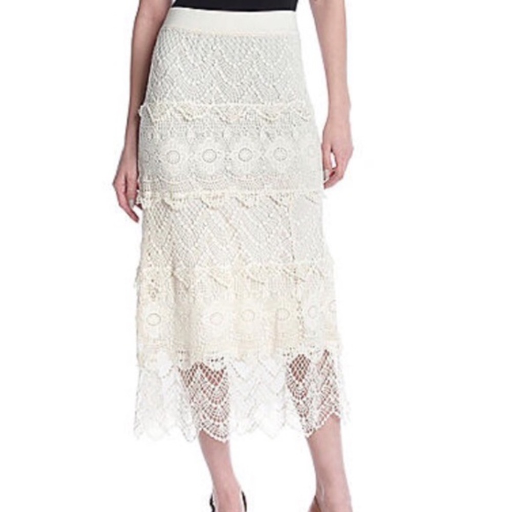 Ivory Long Crochet Skirt - Picture 1 of 3